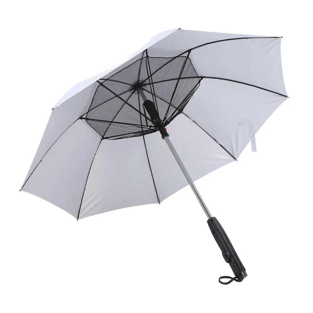 Electric Cooling Fan Umbrella With Water Spray With UV Protection– White-9
