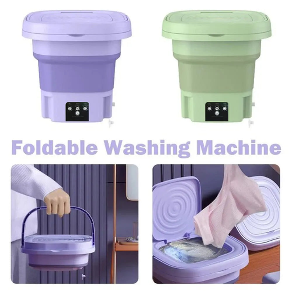 Portable Foldable Mini Washing Machine with 3 Modes – Compact Washer for Travel & Small Items