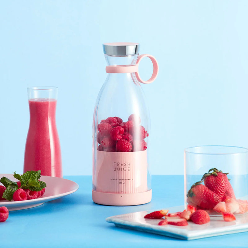 Portable 4 Blades Rechargeable Glass Blender 350ml 1400mAh Battery USB Rechargeable - Pink-1