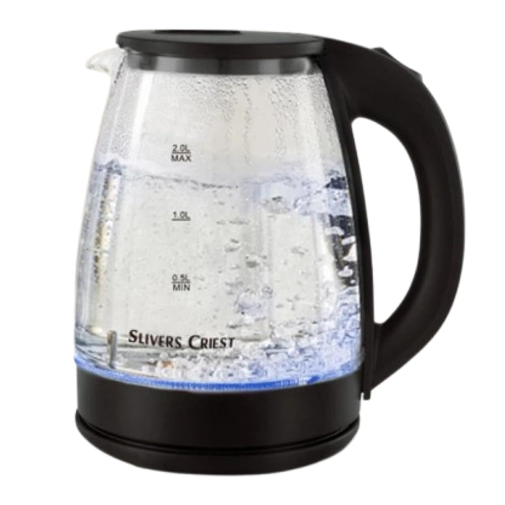 Slivers Criest 1500W Glass Electric Kettle, combining style and fast performance, quickly boils, LED indicator, one-touch operation
