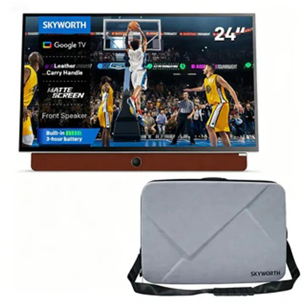 Skyworth 24 Inch Portable Smart FHD Smart Google TV With Case Bundle